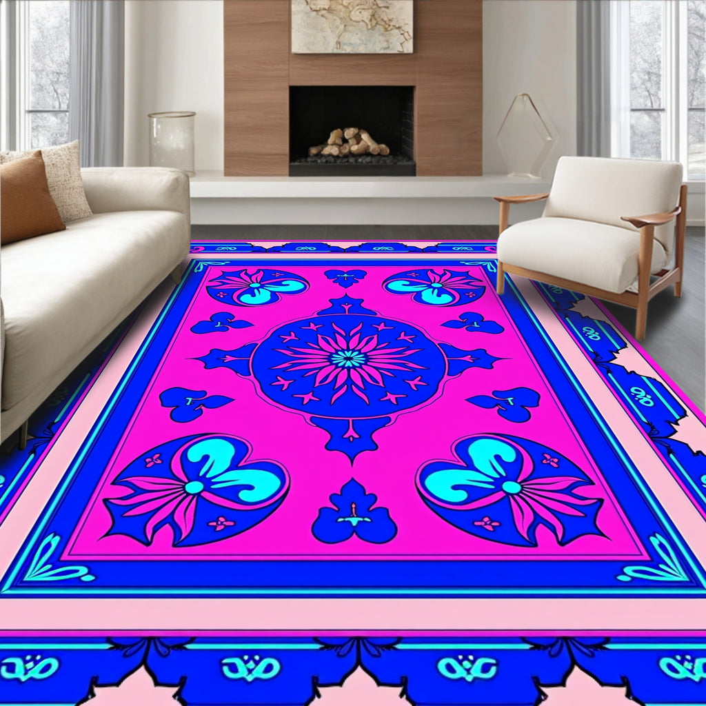 Vibrant Pink Floral Medallion Rug