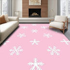 Winter White Snowflake Pink Background Rug