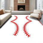 Red Baseball Stitch Lines Rug
