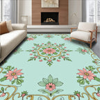 Art Nouveau Pink Floral Border Rug