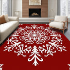 Crimson White Floral Circular Medallion Rug