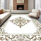 Ornate Golden Floral Medallion Frame Rug