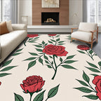 Red Rose Floral Botanical Garden Rug