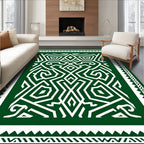 Deep Green Geometric Interlocking Maze Rug