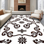 Ornate Dark Brown Floral Vine Rug