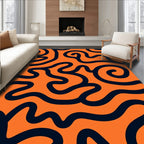 Orange Navy Swirl Continuity Rug