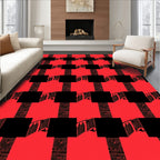 Red Black Checkerboard Folk Charm Rug