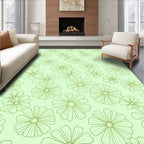 Pale Green Outline Daisy Field Rug