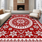 Rustic White Starburst Snowflake Medallion Rug