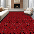 Crimson Abstract Tribal Diamond Rug