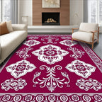 Rich Burgundy Floral Arabesque Composition Rug