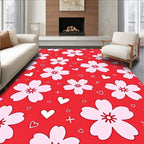 Red Floral Hearts Charm Rug