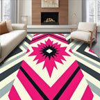 Vivid Pink Geometric Starburst Rug