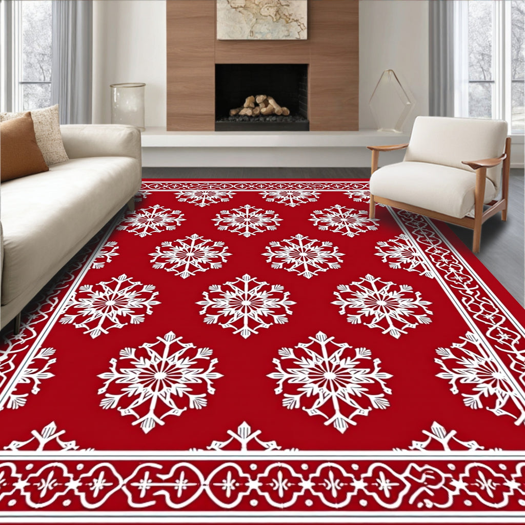 Crimson Ice Crystal Repeating Border Rug