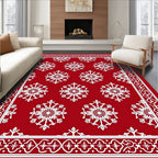 Crimson Ice Crystal Repeating Border Rug
