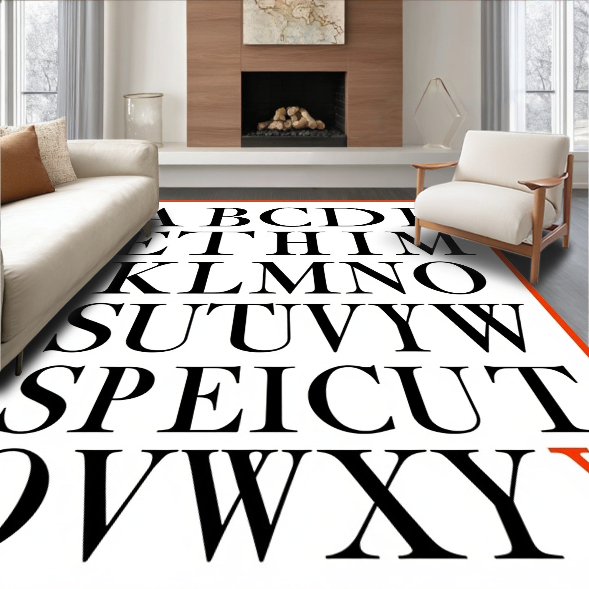 Classic Alphabet Inlaid Bold Typography Rug