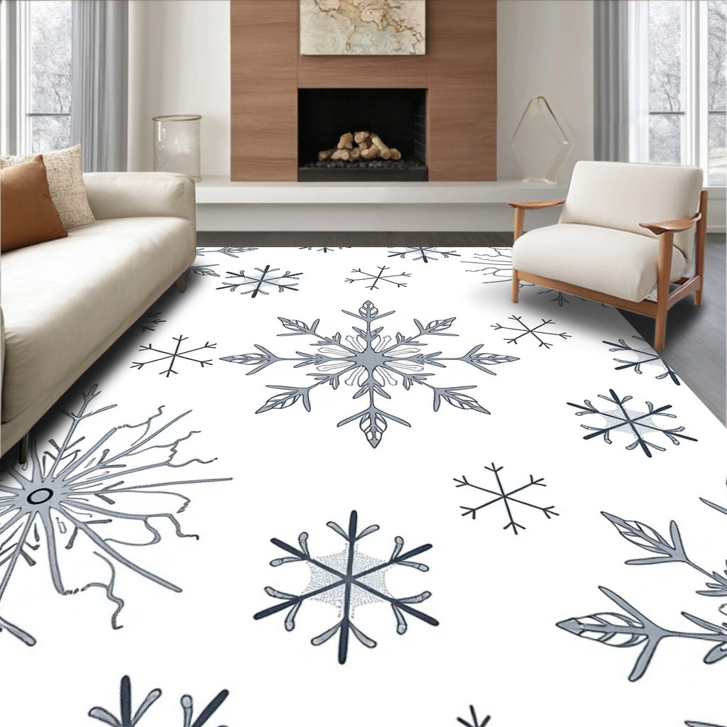 Winter Snowflakes Gray and White Scatter Rug