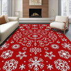 Winter White Snowflake Mandala Rug