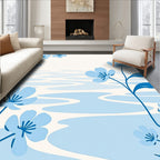 Light Blue Floral Water Ripple Rug