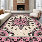 Pink Ivory Mandala Floral Medallion Rug