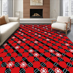 Red White Snowflake Geometric Lattice Rug