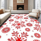 Red Snowflake Citrus Medallion Repeat Rug