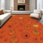 Orange Pumpkin Patch Autumn Leaves Rug