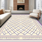 Purple Cream Geometric Maze Rug