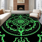 Neon Green Medallion Mandala Art Rug