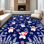 Cheerful Snowman Snowflake Garden Rug