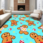 Cheerful Gingerbread Man Starry Medley Rug