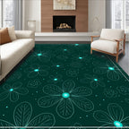 Teal Floral Outline Swirl Accent Rug