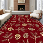 Crimson Pinecone Branch Illustration Rug