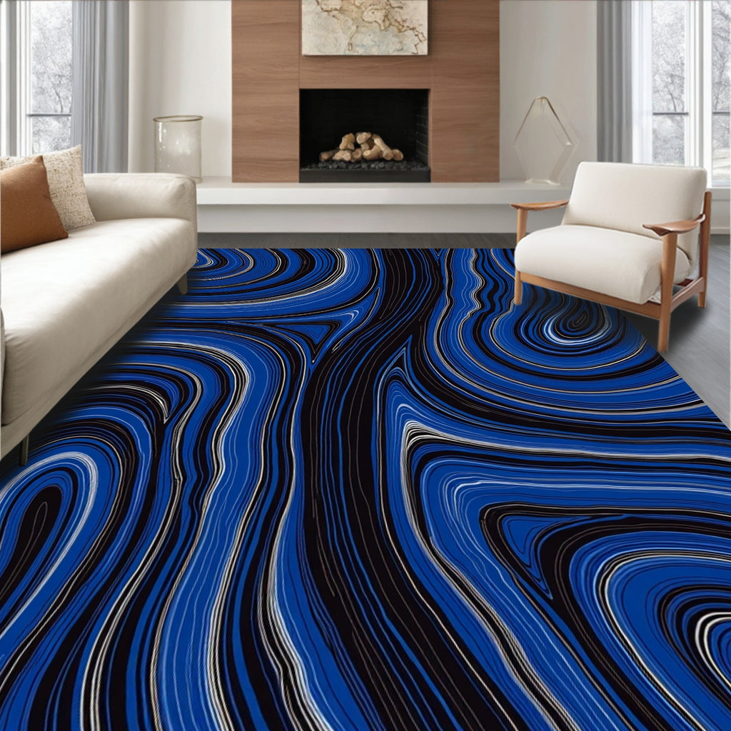 Deep Blue Swirl Agate Texture Rug