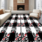 Bold Black White Red Abstract Stripes Rug