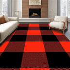 Rustic Crimson Black Gingham squares Rug