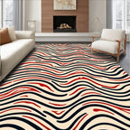 Crimson Black Wavy Stripe Rug