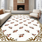 Red And Yellow Bird Folk Art Rug
