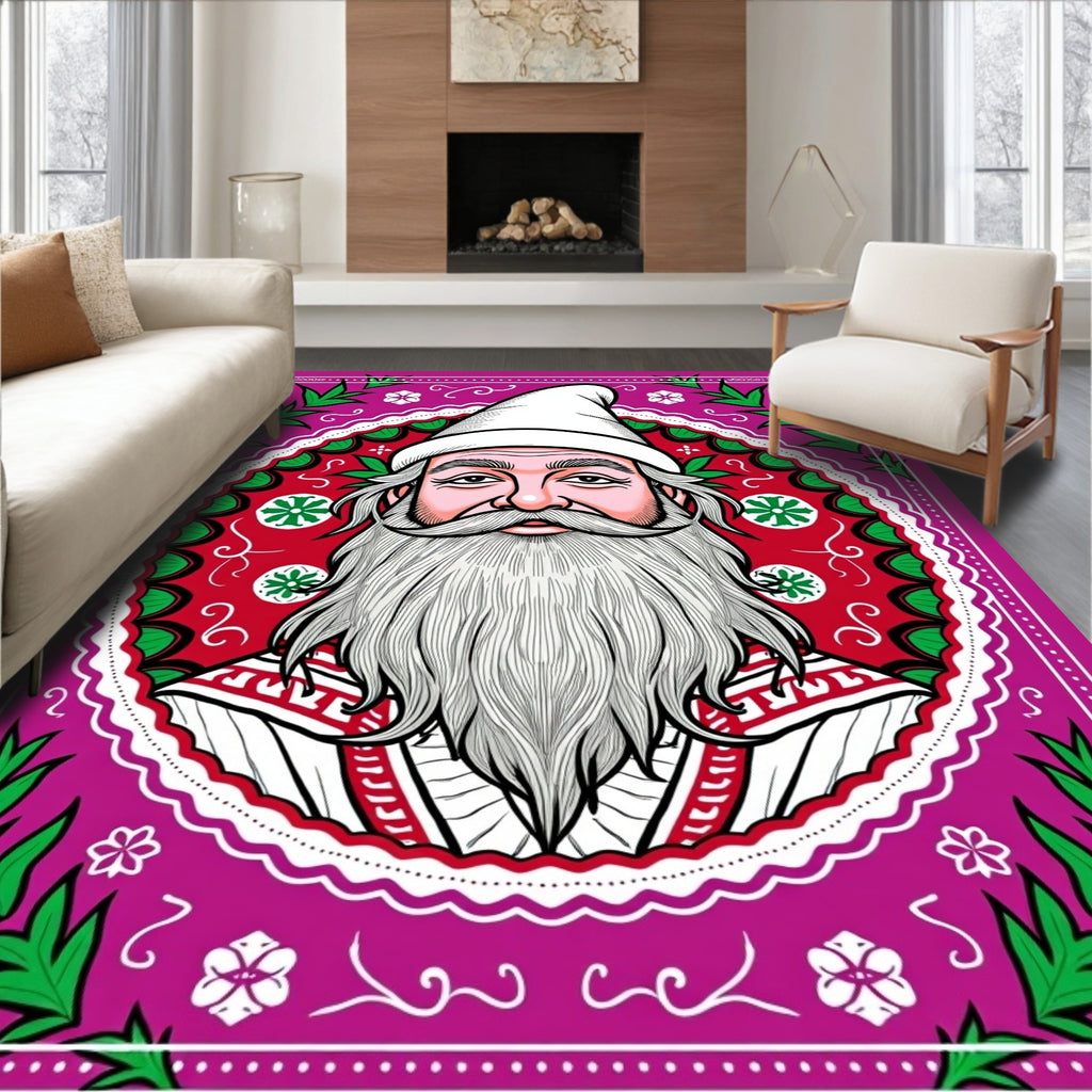 Vibrant Pink Red Floral Portrait Rug
