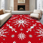 Crimson White Snowflake Explosion Rug
