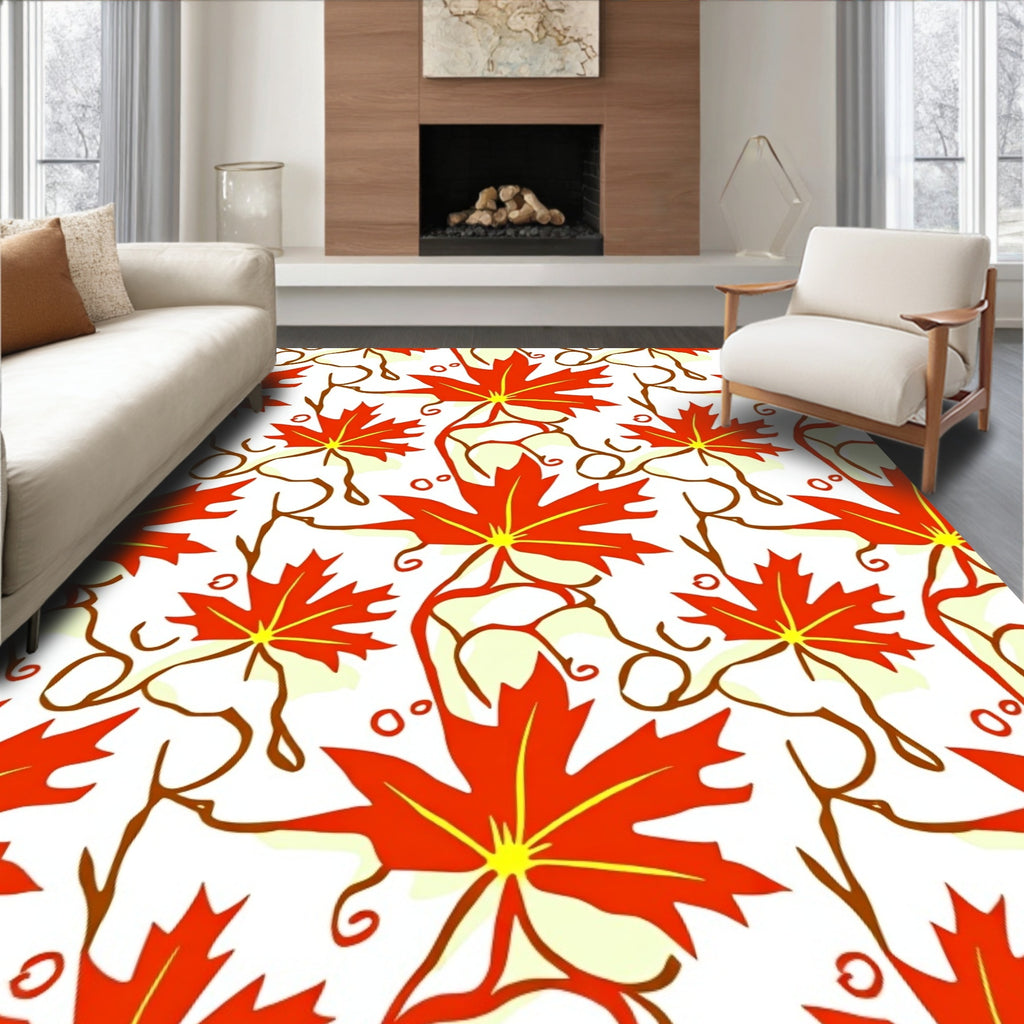 Autumn Red Maple Leaf Vine Rug