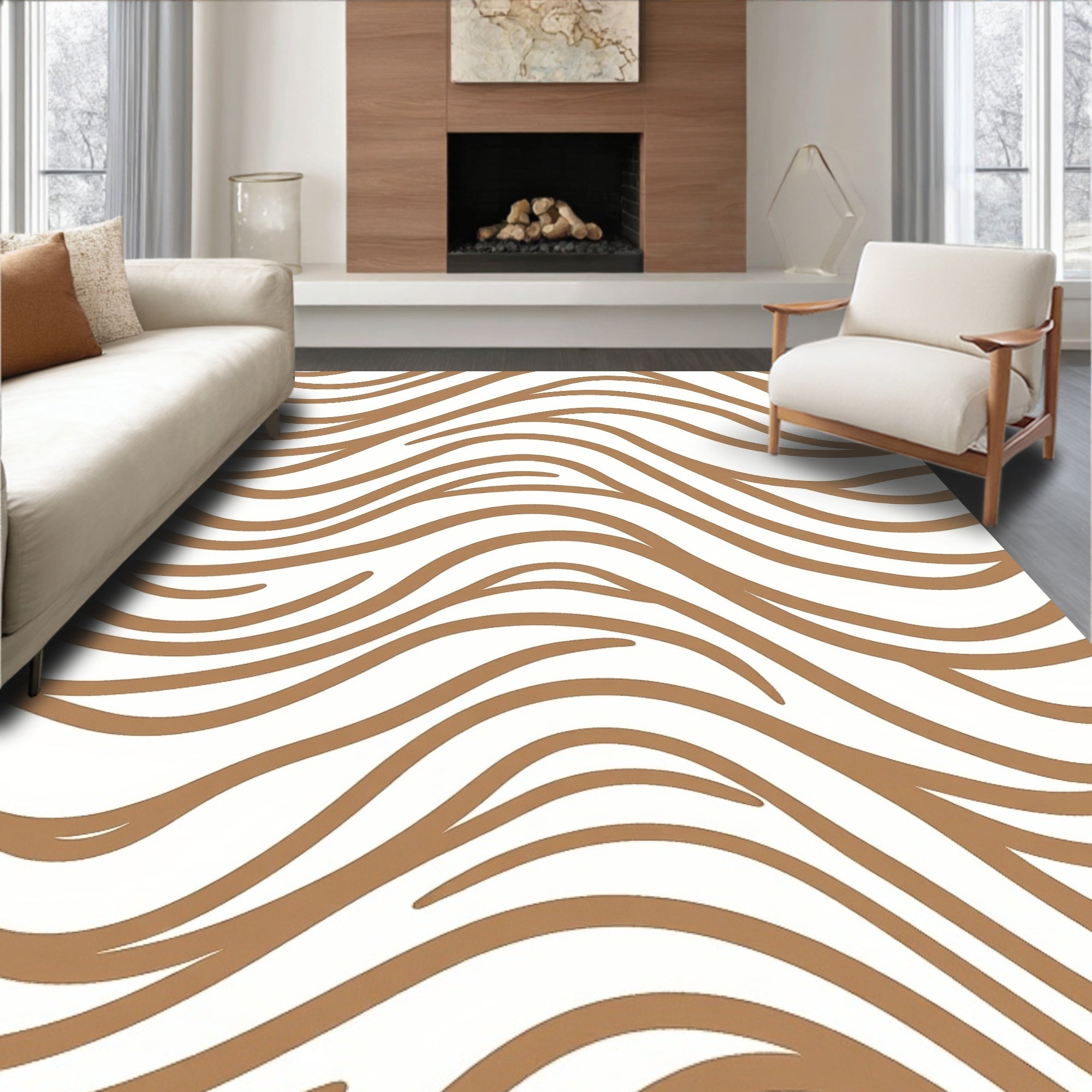 Bronze Wave Abstract Rug