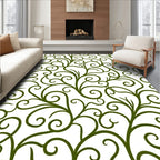 Vibrant Green Swirling Vine Art Rug