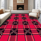 Bold Red Plaid Crosshatch Stripe Rug
