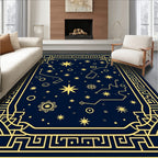 Cosmic Deep Blue Golden Stars Rug