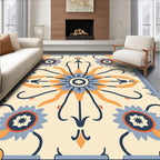 Retro Orange Blue Floral Medallion Rug