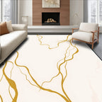 Cream Gold Veined Swirl Rug