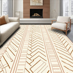 Warm Earthy Tones Striped Geometric Accents Rug
