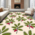 Festive Green Pine Holly Berry Rug