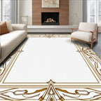 Ornate Golden Geometric Border Rug